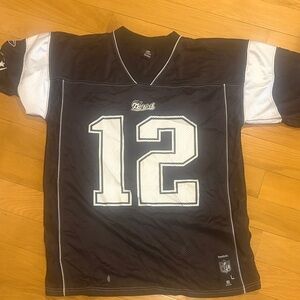 Reebok Black and White #12 Brady Football Jersey - Patriots Style